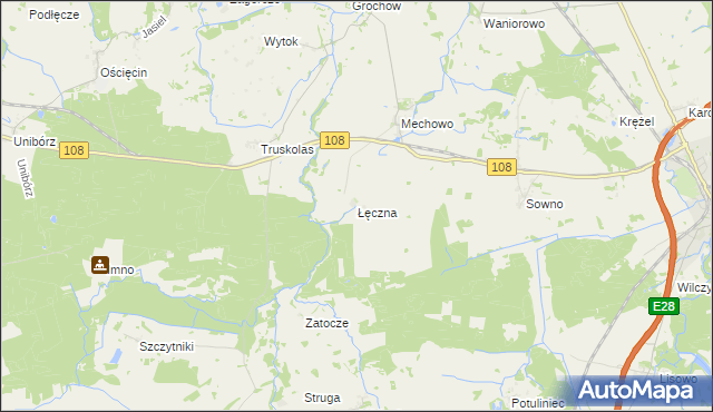 mapa Łęczna gmina Płoty, Łęczna gmina Płoty na mapie Targeo