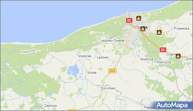 mapa Lędowo gmina Ustka, Lędowo gmina Ustka na mapie Targeo