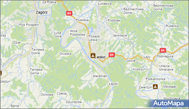 mapa Lesko, Lesko na mapie Targeo