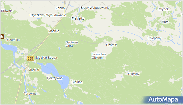 mapa Leśnictwo Giełdon, Leśnictwo Giełdon na mapie Targeo