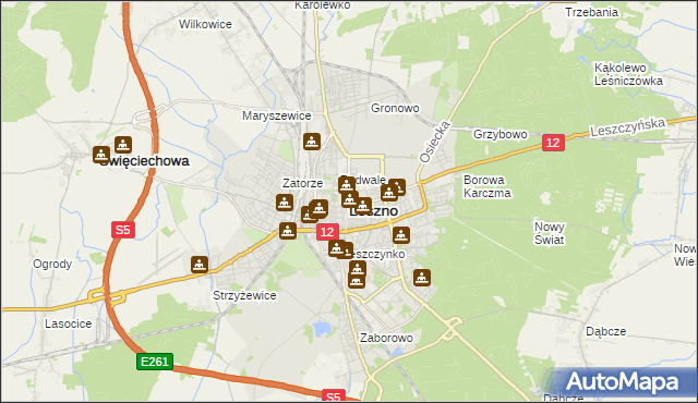 mapa Leszno, Leszno na mapie Targeo