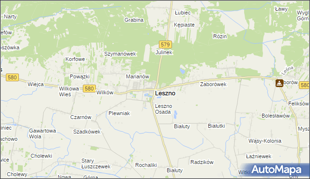 mapa Leszno powiat warszawski zachodni, Leszno powiat warszawski zachodni na mapie Targeo