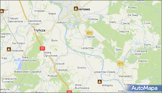 mapa Leżachów, Leżachów na mapie Targeo