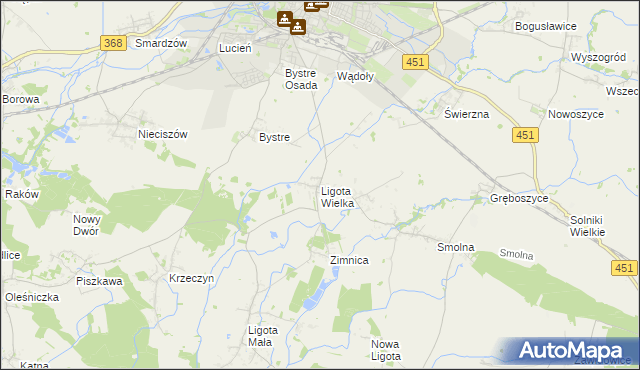 mapa Ligota Wielka gmina Oleśnica, Ligota Wielka gmina Oleśnica na mapie Targeo