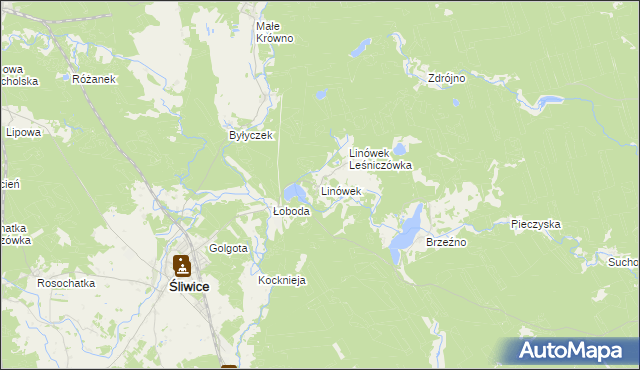 mapa Linówek gmina Śliwice, Linówek gmina Śliwice na mapie Targeo