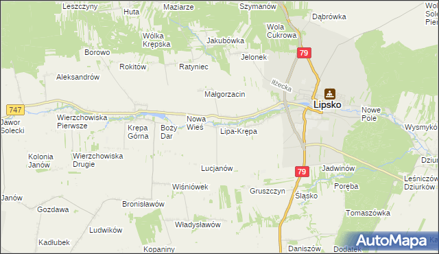 mapa Lipa-Krępa, Lipa-Krępa na mapie Targeo