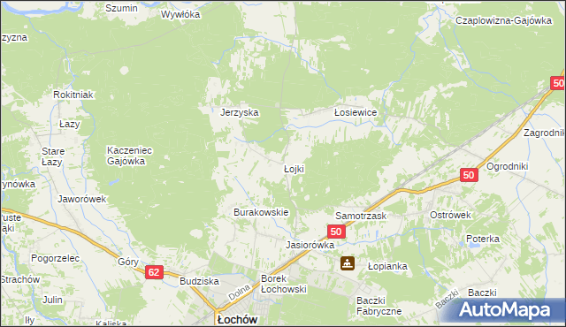 mapa Łojki gmina Łochów, Łojki gmina Łochów na mapie Targeo