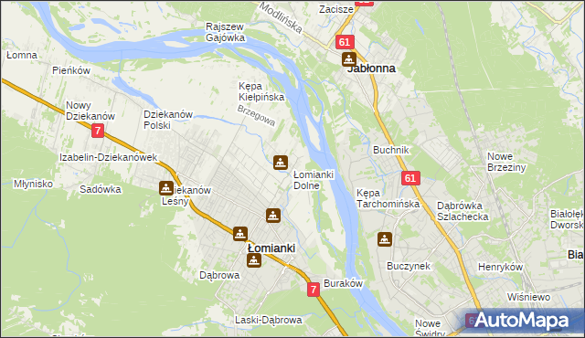 mapa Łomianki Dolne, Łomianki Dolne na mapie Targeo