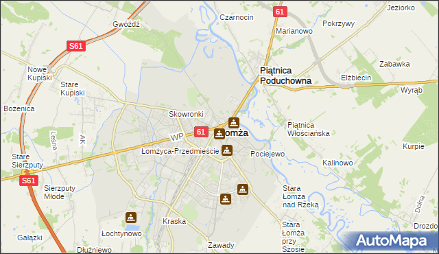 mapa Łomży, Łomża na mapie Targeo