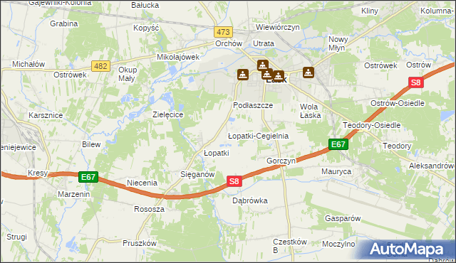 mapa Łopatki-Cegielnia, Łopatki-Cegielnia na mapie Targeo