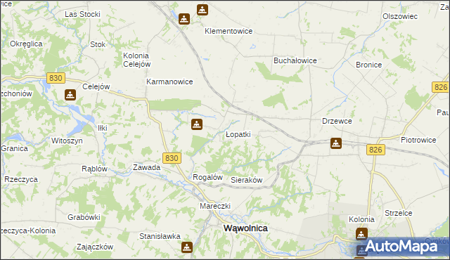 mapa Łopatki gmina Wąwolnica, Łopatki gmina Wąwolnica na mapie Targeo