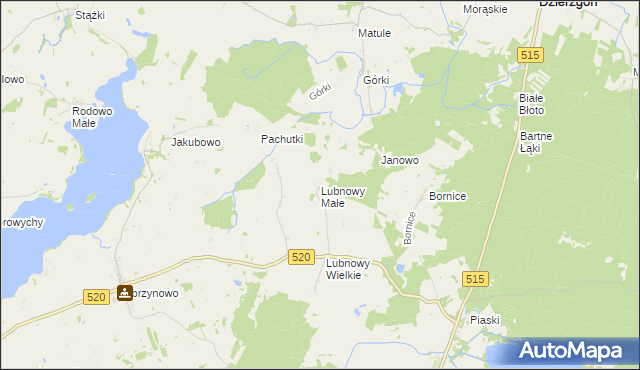 mapa Lubnowy Małe, Lubnowy Małe na mapie Targeo