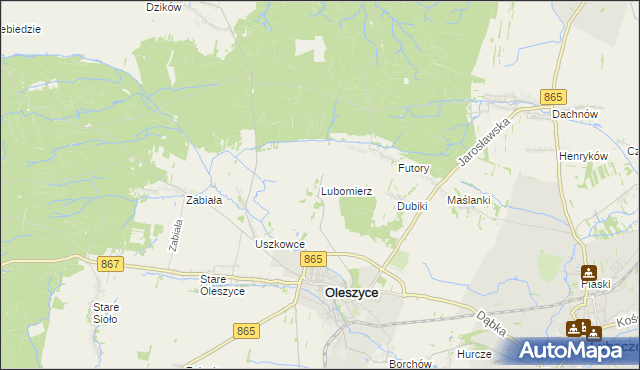 mapa Lubomierz gmina Oleszyce, Lubomierz gmina Oleszyce na mapie Targeo