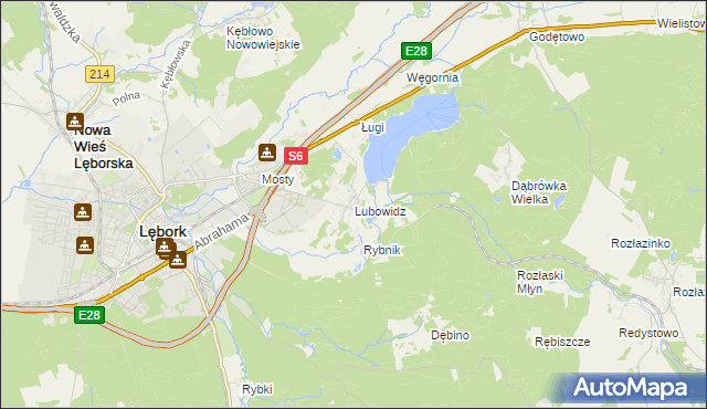 mapa Lubowidz gmina Nowa Wieś Lęborska, Lubowidz gmina Nowa Wieś Lęborska na mapie Targeo