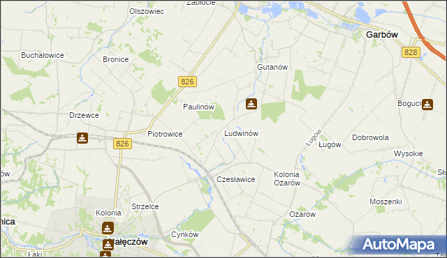 mapa Ludwinów gmina Nałęczów, Ludwinów gmina Nałęczów na mapie Targeo