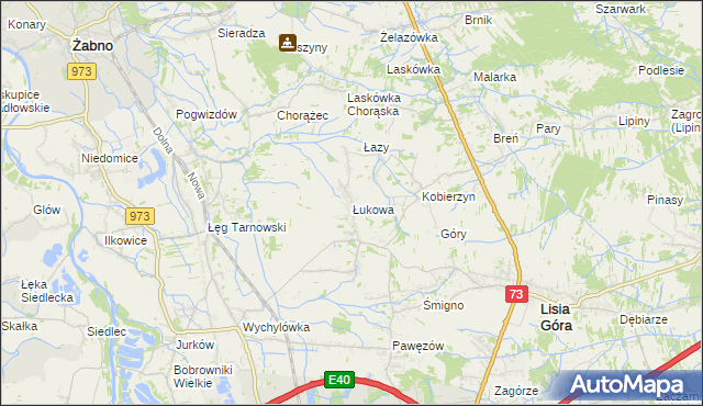 mapa Łukowa gmina Lisia Góra, Łukowa gmina Lisia Góra na mapie Targeo
