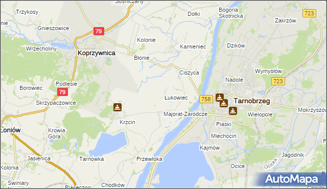 mapa Łukowiec gmina Koprzywnica, Łukowiec gmina Koprzywnica na mapie Targeo