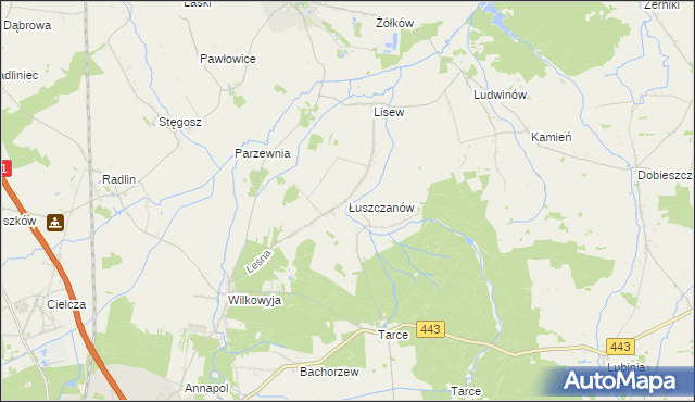 mapa Łuszczanów, Łuszczanów na mapie Targeo