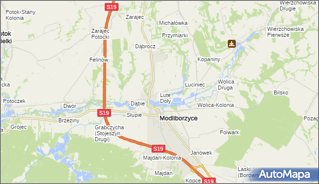 mapa Lute Doły, Lute Doły na mapie Targeo