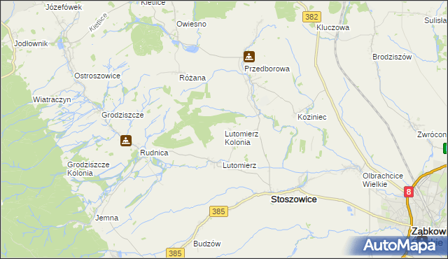 mapa Lutomierz Kolonia, Lutomierz Kolonia na mapie Targeo