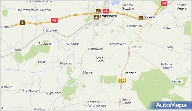 mapa Łysa Góra gmina Werbkowice, Łysa Góra gmina Werbkowice na mapie Targeo