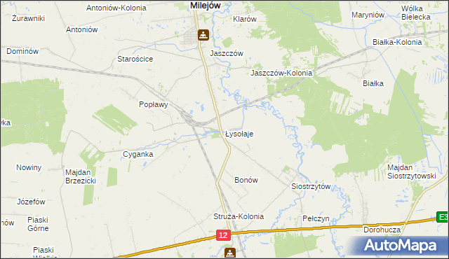 mapa Łysołaje, Łysołaje na mapie Targeo