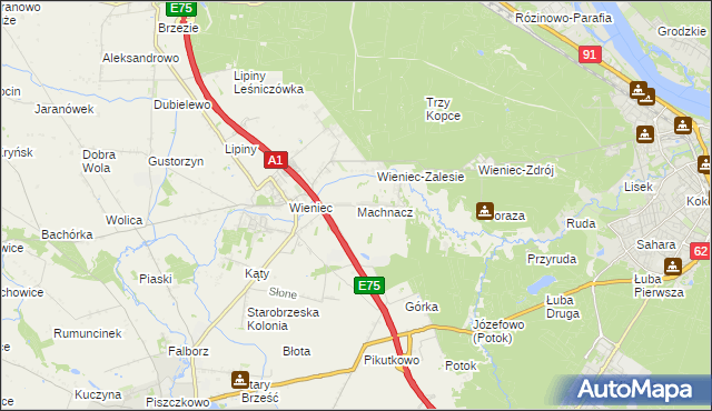 mapa Machnacz gmina Brześć Kujawski, Machnacz gmina Brześć Kujawski na mapie Targeo