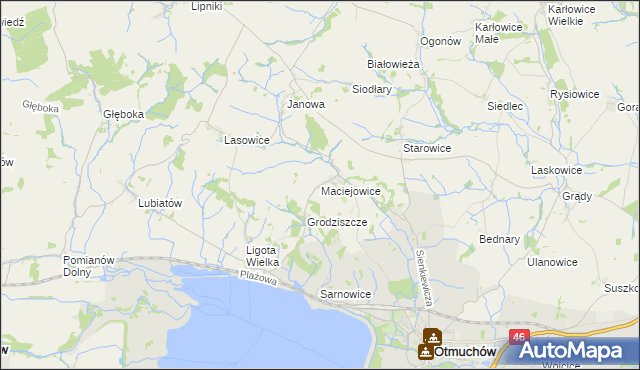 mapa Maciejowice gmina Otmuchów, Maciejowice gmina Otmuchów na mapie Targeo