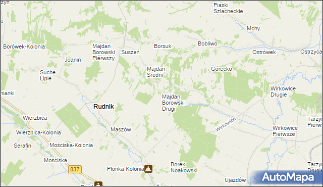 mapa Majdan Borowski Drugi, Majdan Borowski Drugi na mapie Targeo