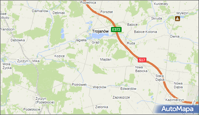 mapa Majdan gmina Trojanów, Majdan gmina Trojanów na mapie Targeo