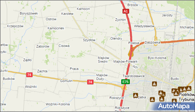 mapa Majków Średni, Majków Średni na mapie Targeo