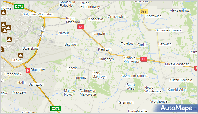 mapa Małęczyn gmina Gózd, Małęczyn gmina Gózd na mapie Targeo