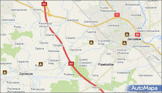 mapa Maleniska gmina Pawłosiów, Maleniska gmina Pawłosiów na mapie Targeo