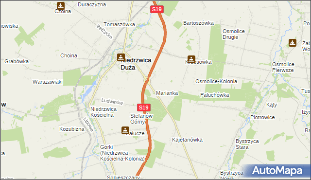 mapa Marianka gmina Niedrzwica Duża, Marianka gmina Niedrzwica Duża na mapie Targeo