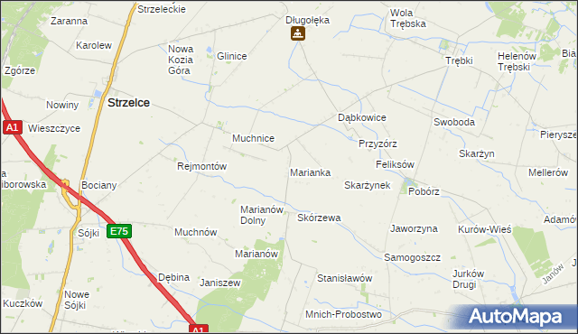 mapa Marianka gmina Strzelce, Marianka gmina Strzelce na mapie Targeo