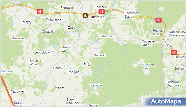 mapa Marianki gmina Stromiec, Marianki gmina Stromiec na mapie Targeo