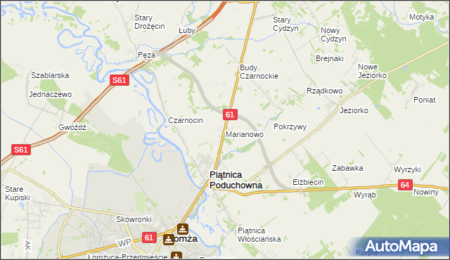 mapa Marianowo gmina Piątnica, Marianowo gmina Piątnica na mapie Targeo