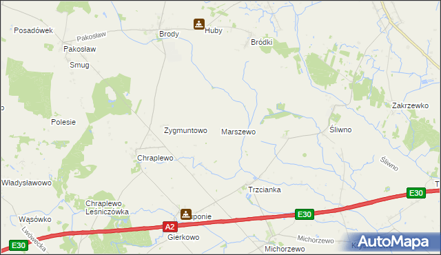 mapa Marszewo gmina Lwówek, Marszewo gmina Lwówek na mapie Targeo