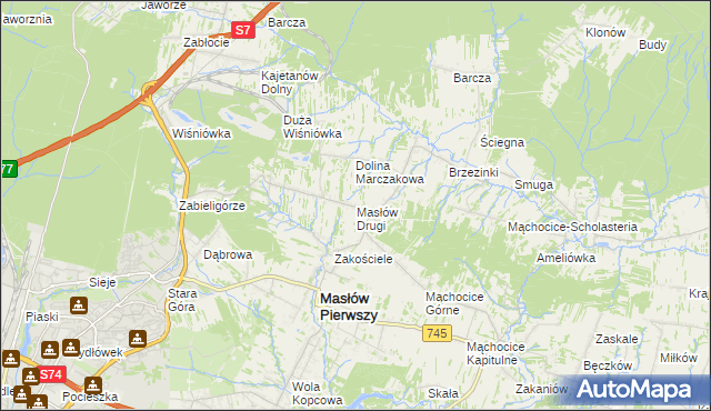 mapa Masłów Drugi, Masłów Drugi na mapie Targeo