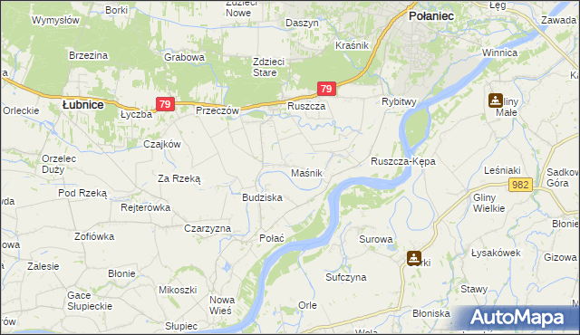 mapa Maśnik, Maśnik na mapie Targeo