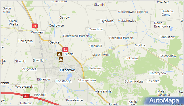 mapa Maszkowice gmina Ozorków, Maszkowice gmina Ozorków na mapie Targeo