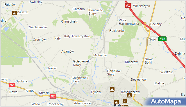 mapa Michałów gmina Kutno, Michałów gmina Kutno na mapie Targeo