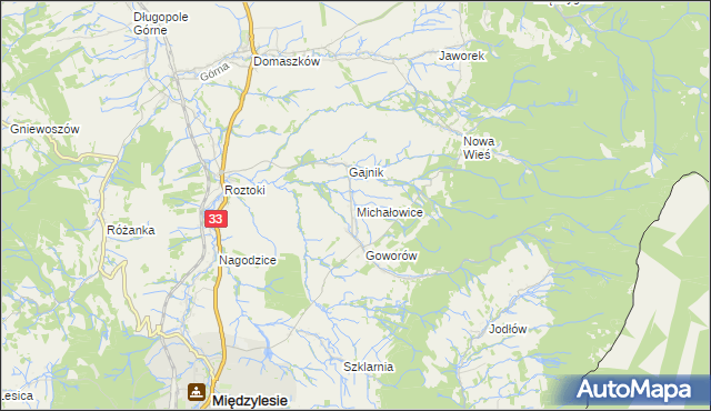 mapa Michałowice gmina Międzylesie, Michałowice gmina Międzylesie na mapie Targeo