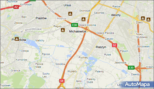 mapa Michałowice-Wieś, Michałowice-Wieś na mapie Targeo