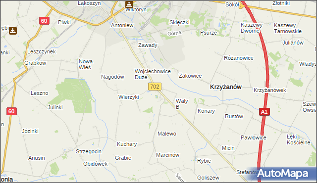 mapa Mieczysławów gmina Krzyżanów, Mieczysławów gmina Krzyżanów na mapie Targeo