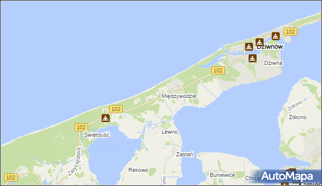 mapa Międzywodzie, Międzywodzie na mapie Targeo