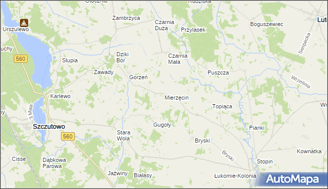 mapa Mierzęcin gmina Szczutowo, Mierzęcin gmina Szczutowo na mapie Targeo