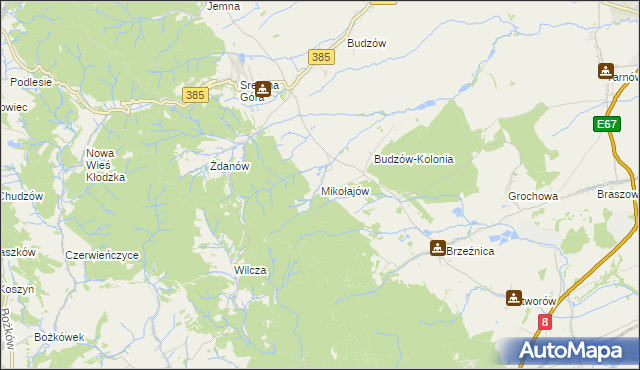 mapa Mikołajów gmina Stoszowice, Mikołajów gmina Stoszowice na mapie Targeo