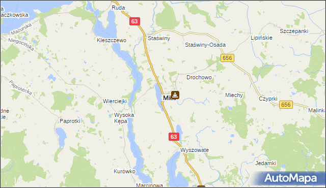 mapa Miłki, Miłki na mapie Targeo