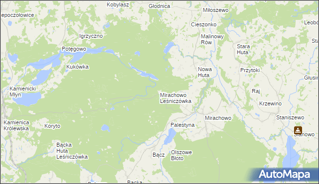 mapa Mirachowo Leśniczówka, Mirachowo Leśniczówka na mapie Targeo